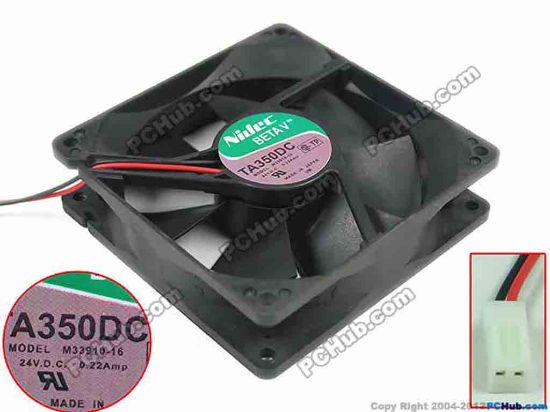 144963 Nidec M33910-16 Server - Square Fan sq90x90x25mm, 2-wire 24V 0.22A Nidec M33910-16 Server - Square Fan 
