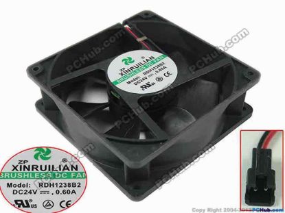144974 RUILIAN / HENG YANG RDH1238B2 Server - Square Fan sq120x120x38mm, w80x2x2, 24V 0.60A RUILIAN / HENG YANG RDH1238B2 Server - Square Fan 