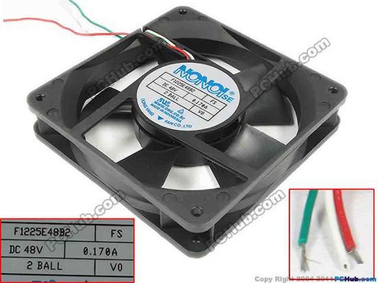 145030 NONOISE F1225E48B2 Server - Square Fan DC 48V 0.170A, 120x120x25mm, 3-wire NONOISE F1225E48B2 Server - Square Fan 