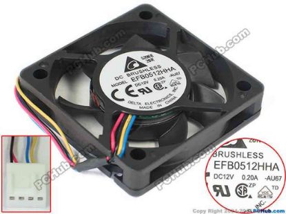 145088 Delta Electronics EFB0512HHA Server - Square Fan AU67, DC 12V 0.20A, 50x50x10mm Delta Electronics EFB0512HHA Server - Square Fan 