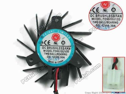 145585 Firstd FD6010U12D Server - Frameless / GPU Fan 12V 0.30A, D44xC26, w80x2x2, Black Blower Firstd FD6010U12D Server - Frameless / GPU Fan Cooling Fan for display card