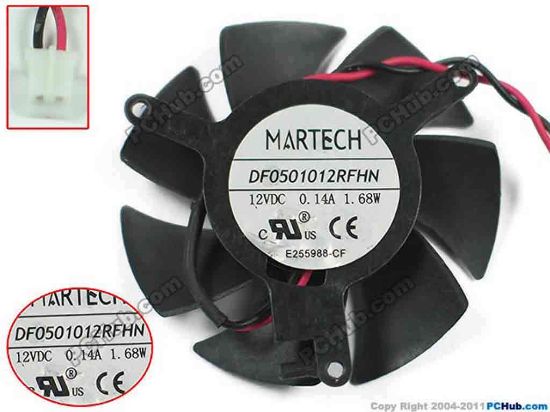 145674 MARTECH DF0501012RFHN Server - Frameless / GPU Fan 12V 0.14A, dia46, ctc39, w60x2x2 MARTECH DF0501012RFHN Server - Frameless / GPU Fan Cooling Fan for display card