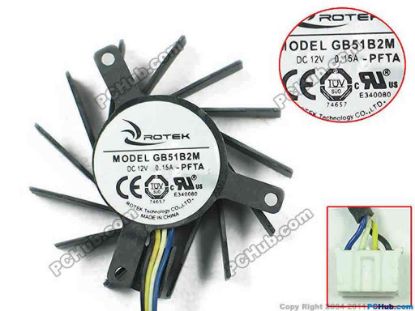 145692 Other Brands ROTEK Server - Frameless / GPU Fan -PFTA, 12V 0.15A, dia44, ctc35x35x27, w80x4x4 Other Brands ROTEK Server - Frameless / GPU Fan Cooling Fan for display card