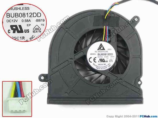 145843 Delta Electronics BUB0812DD Cooling Fan  -BB19,12V 0.58A, Bare Fan Delta Electronics BUB0812DD Cooling Fan  