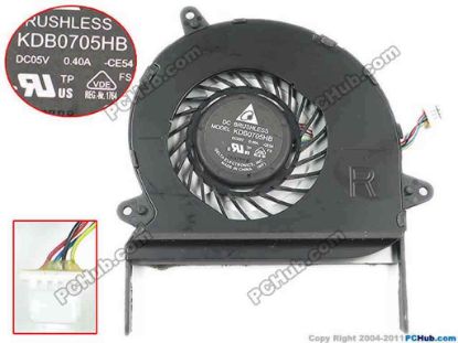 145856 Delta Electronics KDB0705HB Cooling Fan  -CE54, 5V 0.50A, Bare Fan Delta Electronics KDB0705HB Cooling Fan
