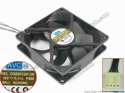 146062 AVC DS09225B12H Server - Square Fan P500, sq90x90x25mm, w80x4x4, 12V 0.41A AVC DS09225B12H Server - Square Fan 
