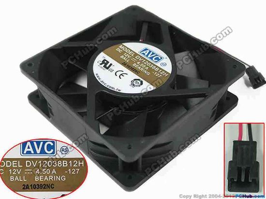 146078 AVC DV12038B12H Server - Square Fan 127, sq120x120x38mm, 3-wire, 12V 4.50A AVC DV12038B12H Server - Square Fan 