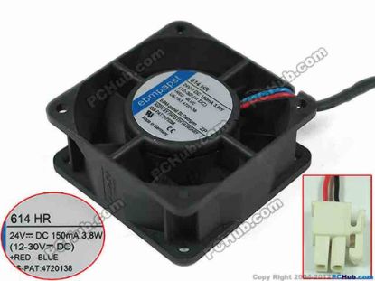 146231 ebm-papst 614 HR Server - Square Fan sq60x60x25mm, 2-wire, 24V 3.8W ebm-papst 614 HR Server - Square Fan