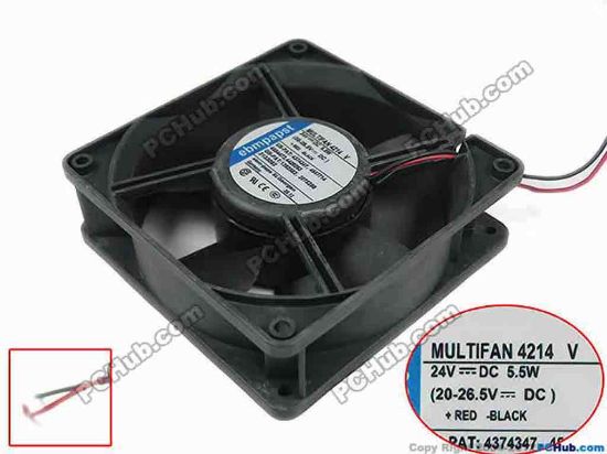 146315 ebm-papst MULTIFAN 4214 V Server - Square Fan sq120x120x38mm, 2-wire, 24V 5.5W ebm-papst MULTIFAN 4214 V Server - Square Fan 