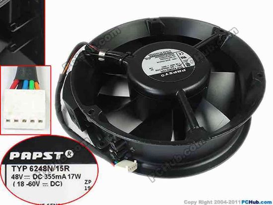 146397 ebm-papst TYP 6248 N15R Server - Round Fan 120mm, 5-wire 5-pin connector, 2-Pin ebm-papst TYP 6248 N15R Server - Round Fan 