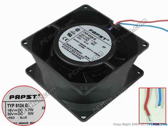 146415 ebm-papst TYP 8124 G Server - Square Fan sq80x80x38mm, 2-wire, 18V 1.7W ebm-papst TYP 8124 G Server - Square Fan