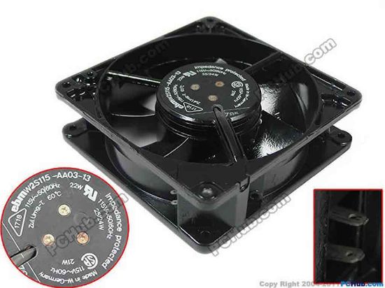 146497 ebm-papst W2S115-AA03-13 Server - Square Fan sq127x127x38mm, 0-wire, 115V 22W ebm-papst W2S115-AA03-13 Server - Square Fan
