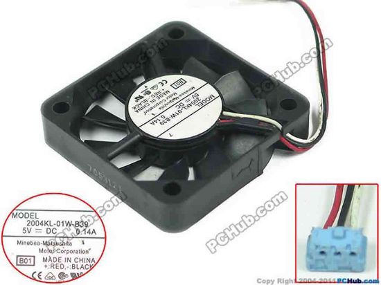 146532 NMB-MAT / Minebea 2004KL-01W-B39 Server - Square Fan B01, sq50x50x10mm, w80x3x3, 5V 0.14A NMB-MAT / Minebea 2004KL-01W-B39 Server - Square Fan 