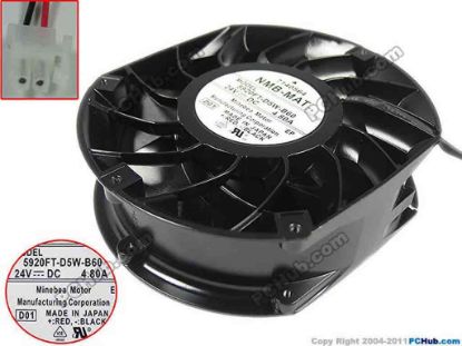 146565 NMB-MAT / Minebea 5920FT-D5W-B60 Server - Round Fan D01, dia172x150x51mm, w80x2x2, 24V 4.8A NMB-MAT / Minebea 5920FT-D5W-B60 Server - Round Fan 