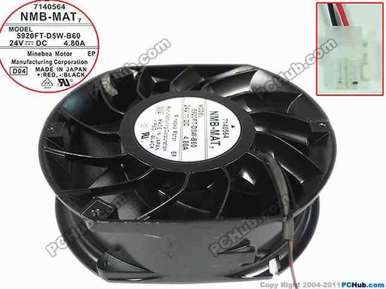 146566 NMB-MAT / Minebea 5920FT-D5W-B60 Server - Round Fan D04, dia172x150x51mm, w80x2x2, 24V 4.8A NMB-MAT / Minebea 5920FT-D5W-B60 Server - Round Fan