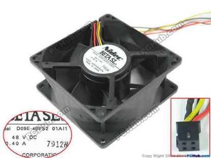 146730 Nidec D09E-48PS2 Server - Square Fan 01Al1, sq90x90x38mm, w90x4x4, 48V 0.40A Nidec D09E-48PS2 Server - Square Fan