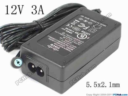 146762 Cisco ADS0360-U120300 AC Adapter 5V-12V 12V 3A, 5.5x2.1mm,2-Prong, New Cisco ADS0360-U120300 AC Adapter 5V-12V 