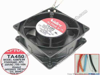 146776 Nidec A28678-89 Server - Square Fan sq120x120x38mm, 5-wire 230V 0.13A/0.105A Nidec A28678-89 Server - Square Fan