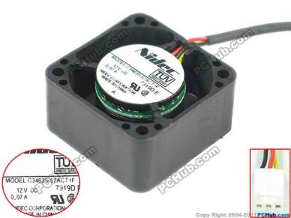146794 Nidec C34635-57ACT1F Server - Square Fan sq40x40x20mm, 3-wire, 12V 0.07A Nidec C34635-57ACT1F Server - Square Fan