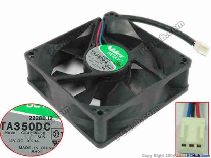 146795 Nidec C34709-58 Server - Square Fan SUN, sq92x92x25mm, 3-wire, 12V 0.50A Nidec C34709-58 Server - Square Fan