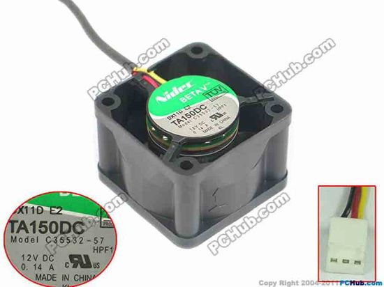 146800 Nidec C35532-57 Server - Square Fan sq40x40x28mm, w60x3x3, 12V 0.14A Nidec C35532-57 Server - Square Fan 