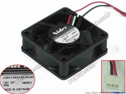 146879 Nidec U35X12MS1A5-53J65 Server - Square Fan sq35x35x10mm, w40x3x3, 12V 0.05A Nidec U35X12MS1A5-53J65 Server - Square Fan 