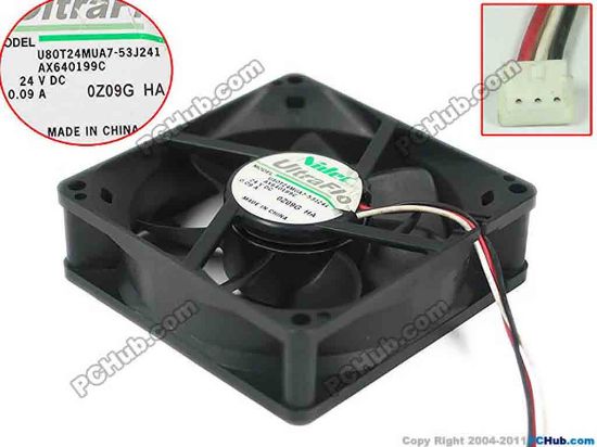 146885 Nidec U80T24MUA7-53J241 Server - Square Fan sq80x80x25mm, 3-wire 24V 0.09A Nidec U80T24MUA7-53J241 Server - Square Fan 