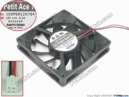 146970 Sanyo Denki 109P0812H704 Server - Square Fan sq80x80x15mm, 2-wire 12V 0.2A Sanyo Denki 109P0812H704 Server - Square Fan 