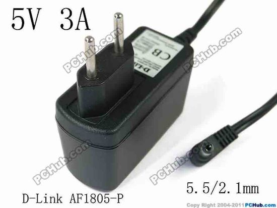 147043 D-Link AF1805-P AC Adapter 5V-12V 5V 3A, Barrel 5.5/2.1mm, EU 2-Pin Plug D-Link AF1805-P AC Adapter 5V-12V 