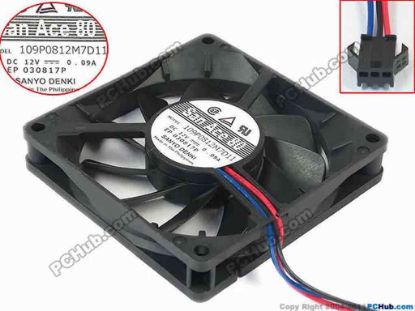 147080 Sanyo Denki 109P0812M7D11 Server - Square Fan 109P0812M7D11, 90mm, 3-wire, 3-pin connector Sanyo Denki 109P0812M7D11 Server - Square Fan 