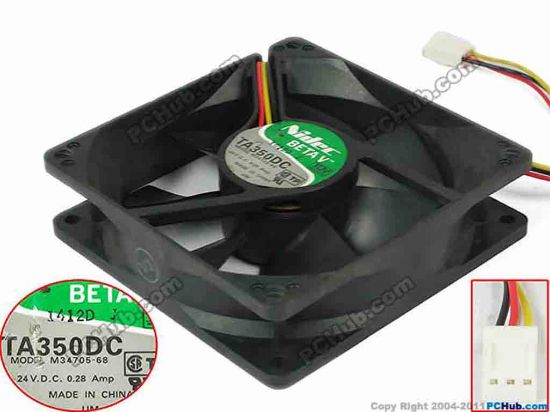 147090 Nidec M34705-68 Server - Square Fan TA350DC, , 90x90x25mm, w50x3x3, DC24V 0.28A Nidec M34705-68 Server - Square Fan