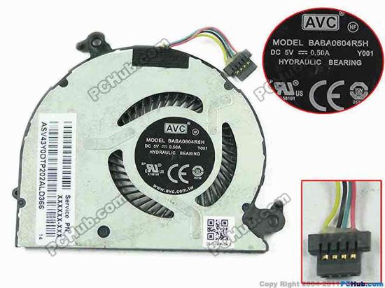 147184 AVC BABA0604R5H Cooling Fan  Y001, DC 5V 0.50A Bare fan AVC BABA0604R5H Cooling Fan  