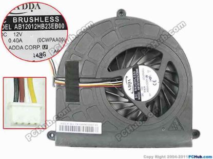 147230 ADDA AB12012HB23EB00 Cooling Fan  0CWPAA00, DC 12V 0.40A Bare fan ADDA AB12012HB23EB00 Cooling Fan  