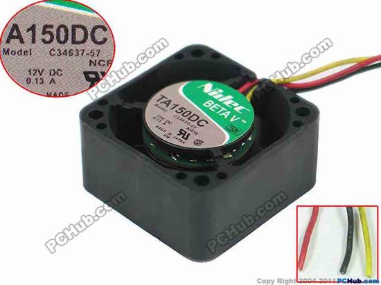 147263 Nidec C34637-57 Server - Square Fan NCR, sq40x40x20mm, 3-wire, 12V 0.13A Nidec C34637-57 Server - Square Fan 