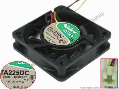 147315 Nidec H34587-57 Server - Square Fan PLS, sq60x60x15mm, w50x3x3, 12V 0.17A Nidec H34587-57 Server - Square Fan 
