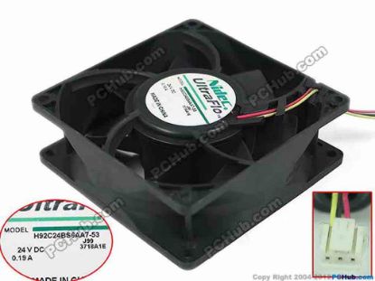 147319 Nidec H92C24BS6AA7-53 Server - Square Fan sq92x92x32mm, 3-wire, 24V 0.19A Nidec H92C24BS6AA7-53 Server - Square Fan 