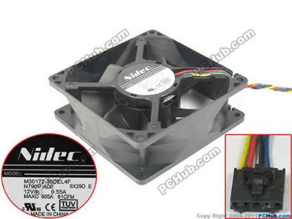 147330 Nidec M35172-35DEL4F Server - Square Fan 0X29D E, sq90x90x32mm, 4-wire, 12V 0.55A Nidec M35172-35DEL4F Server - Square Fan