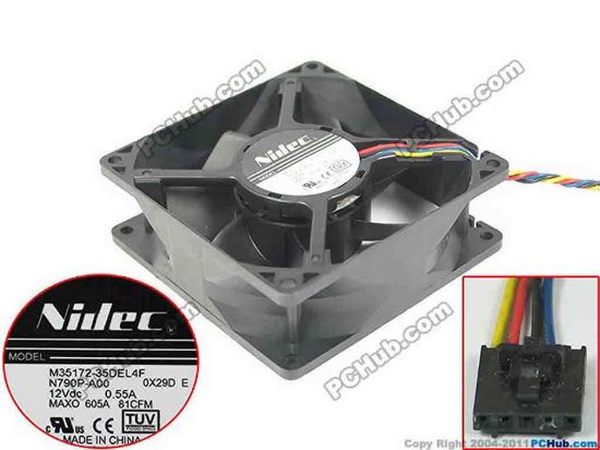 147330 Nidec M35172-35DEL4F Server - Square Fan 0X29D E, sq90x90x32mm, 4-wire, 12V 0.55A Nidec M35172-35DEL4F Server - Square Fan