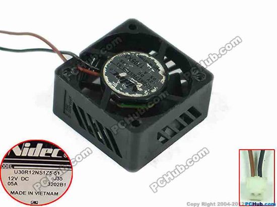 147340 Nidec U30R12NS1Z5-51 Server - Square Fan J35, sq30x30x15mm, 2-wire, 12V 0.05A Nidec U30R12NS1Z5-51 Server - Square Fan 
