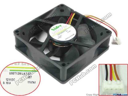 147349 Nidec U80T12MUA7-57 Server - Square Fan J07, sq80x80x25mm, 4-wire, 12V 0.19A Nidec U80T12MUA7-57 Server - Square Fan 