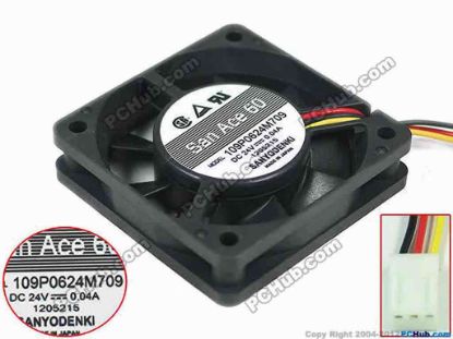 147399 Sanyo Denki 109P0624M709 Server - Square Fan sq60x60x15mm, 3-wire, 24V 0.04A Sanyo Denki 109P0624M709 Server - Square Fan 
