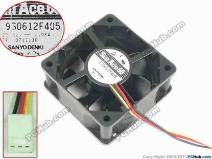 147500 Sanyo Denki 9S0612F405 Server - Square Fan sq60x60x25mm, 3-wire, 12V 0.08A Sanyo Denki 9S0612F405 Server - Square Fan 