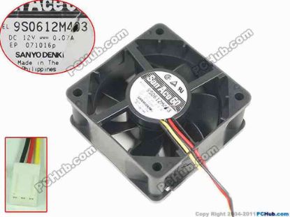 147501 Sanyo Denki 9S0612M403 Server - Square Fan sq60x60x25mm, 3-wire, 12V 0.07A Sanyo Denki 9S0612M403 Server - Square Fan 