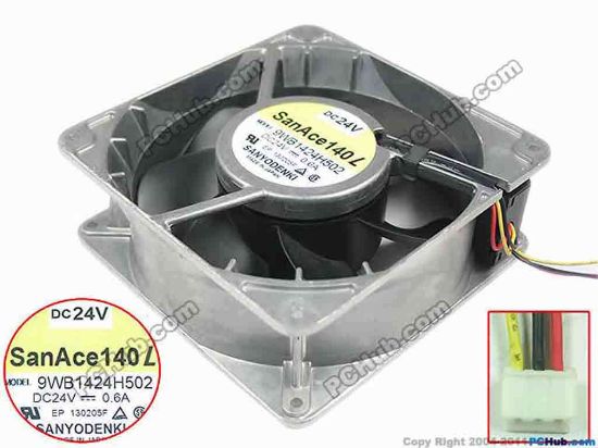 147509 Sanyo Denki 9WB1424H502 Server - Square Fan sq140x140x51mm, 3-wire, 24V 0.60A Sanyo Denki 9WB1424H502 Server - Square Fan 