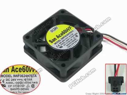 147510 Sanyo Denki 9WF0624H707A Server - Square Fan sq60x60x25mm, w50x3x3, 24V 0.11A Sanyo Denki 9WF0624H707A Server - Square Fan 