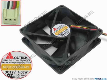 147552 Y.S TECH NFD1293259B-2F Server - Square Fan sq92x92x25mm, 3-wire, 12V 4.08W Y.S TECH NFD1293259B-2F Server - Square Fan 