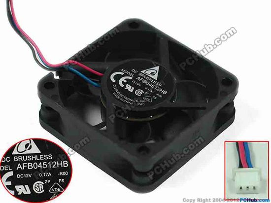 147564 Delta Electronics AFB04512HB Server - Square Fan R00, sq45x45x15mm, 3-wire, 12V 0.17A Delta Electronics AFB04512HB Server - Square Fan 
