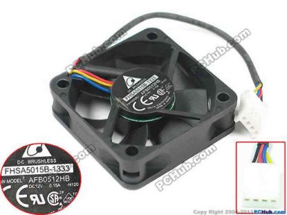 147565 Delta Electronics AFB0512HB Server - Square Fan H120, sq50x50x15mm, w80x4x4, 12V 0.15A Delta Electronics AFB0512HB Server - Square Fan 