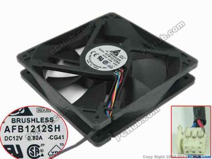 147623 Delta Electronics AFB1212SH Server - Square Fan CG41, sq120x120x25mm, w50x4x4, 12V 0.80A Delta Electronics AFB1212SH Server - Square Fan 