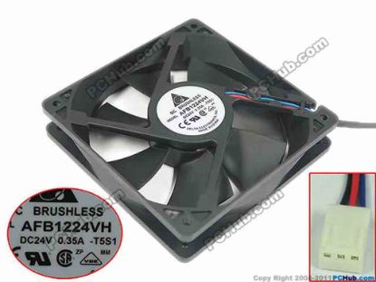 147633 Delta Electronics AFB1224VH Server - Square Fan T5S1, sq120x120x25mm, 3-wire, 24V 0.35A Delta Electronics AFB1224VH Server - Square Fan 